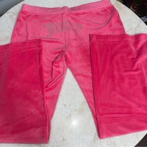 Juicy Couture y2k pink party velour rhinestone bling pants size medium